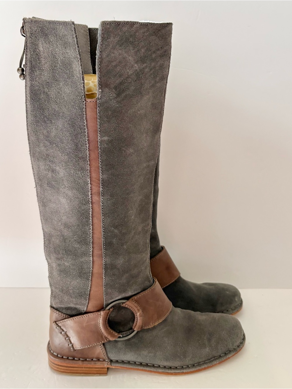 OluKai Holo Lio II Gray Suede Leather Tall Harness Boots